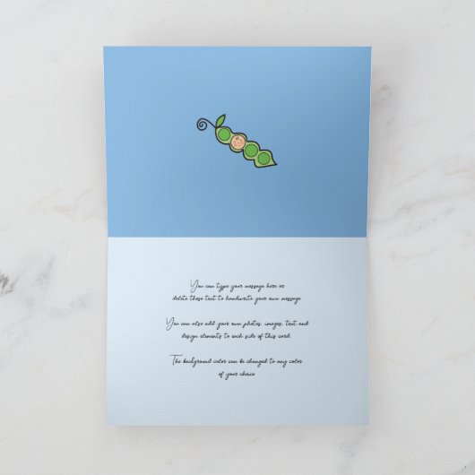 ポッドの青いエンドウ魔法ガーデンベイビーシャワーカード カード (内部)