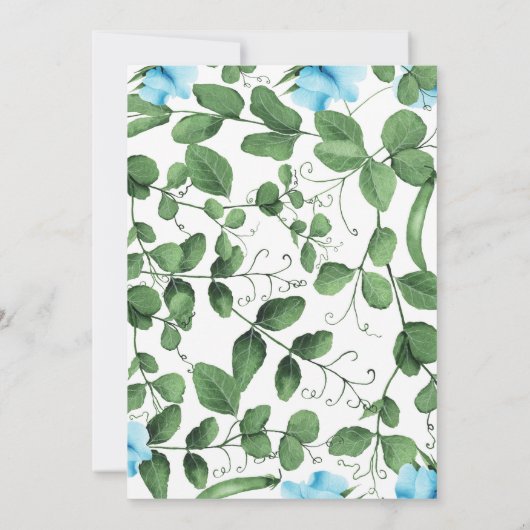 ポッドの青い赤ちゃんシャワー招待少年ピー 招待状 (裏面)