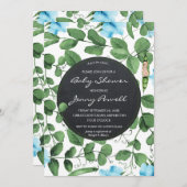 ポッドの青い赤ちゃんシャワー招待少年ピー 招待状 (正面/裏面)