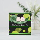 ポッドの黒い緑のエンドウの性別を明らかにするパーティー 招待状 (スタンド正面)