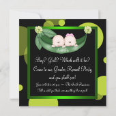 ポッドの黒い緑のエンドウの性別を明らかにするパーティー 招待状 (裏面)