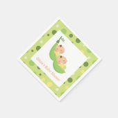 ポッドの2つのエンドウかわいい双子ベイビーシャワーナプキン スタンダードカクテルナプキン (角)