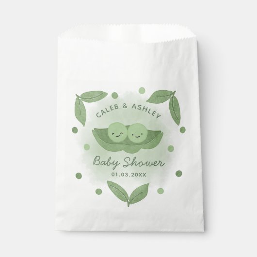 ポッドの2つのエンドウの男の子の赤ちゃんシャワー フェイバーバッグ (正面)
