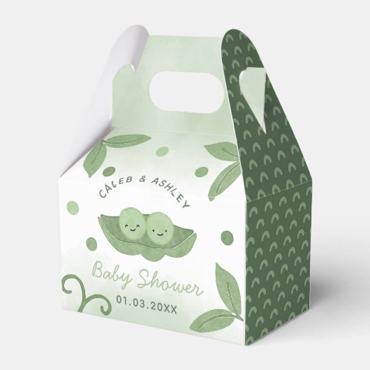 ポッドの2つのエンドウの男の子の赤ちゃんシャワー フェイバーボックス (裏面サイド)