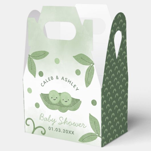 ポッドの2つのエンドウの男の子の赤ちゃんシャワー フェイバーボックス (オープン)