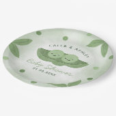 ポッドの2つのエンドウの男の子の赤ちゃんシャワー ペーパープレート (アングル)