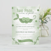 ポッドの2つのエンドウの男の子の赤ちゃんシャワー 招待状 (スタンド正面)