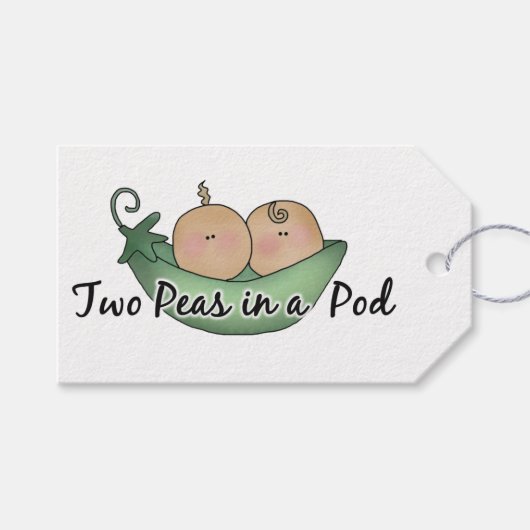 ポッドの2つのエンドウの赤ちゃんシャワーのギフトラベル ギフトタグ (正面(横))