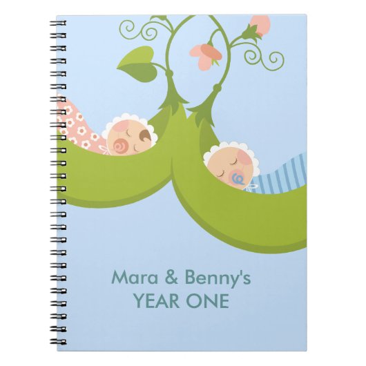 ポッドの2つのエンドウ豆ガールツインズノート ノートブック (正面)