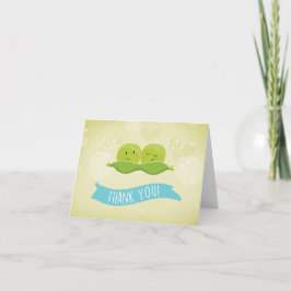 ポッドの2つの豆の赤ちゃんシャワーありがとう双子の少年 サンキューカード