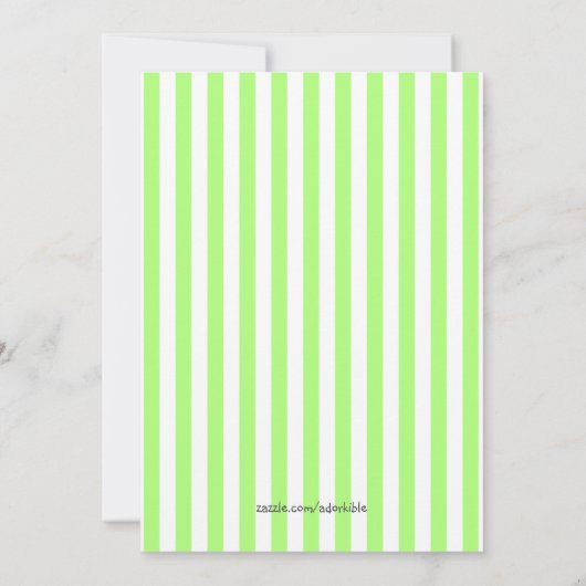 ポッドの2個のエンドウ豆はストライプなベビーシャワーを結び付けます 招待状 (裏面)