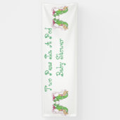 ポッドの2個のエンドウ豆はベビーシャワーの旗を結び付けます 横断幕 (縦)