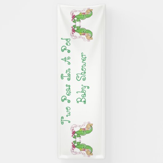 ポッドの2個のエンドウ豆はベビーシャワーの旗を結び付けます 横断幕 (縦)