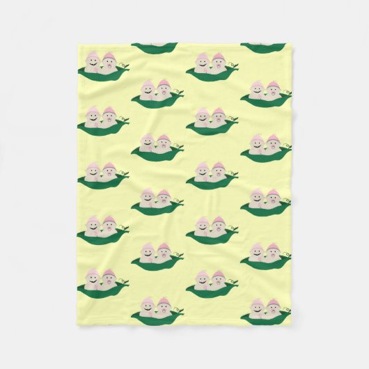 ポッドの2個のエンドウ豆は女の赤ちゃんを結び付けます フリースブランケット (正面)