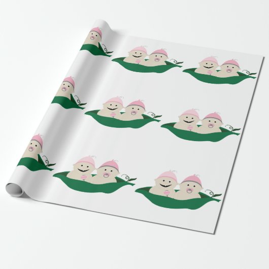 ポッドの2個のエンドウ豆は女の赤ちゃんを結び付けます ラッピングペーパー (アンロールド)