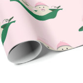 ポッドの2個のエンドウ豆は女の赤ちゃんを結び付けます ラッピングペーパー (ロールコーナー)