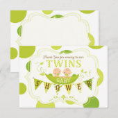 ポッドの2個のエンドウ豆は感謝していしています結び付けます サンキューカード (正面/裏面)