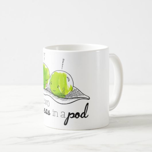 ポッドの2個のエンドウ豆 コーヒーマグカップ (正面右)