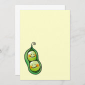 ポッドの2個のエンドウ豆、双生児のベビーシャワー 招待状 (正面/裏面)