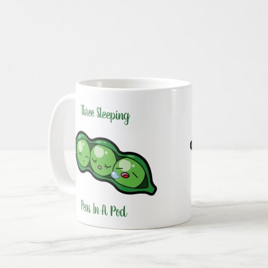 ポッドの3個の睡眠のエンドウ豆 コーヒーマグカップ (正面左)