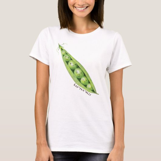 ポッドのHap-pea-ness Green Sweet Peas Tシャツ (正面)