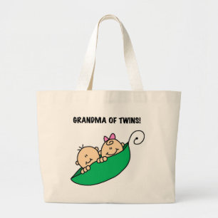 ポッドのTシャツおよびギフトの双生児のエンドウ豆の祖母 ラージトートバッグ