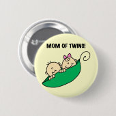 ポッドのTシャツおよびギフトの双生児エンドウ豆のお母さん 缶バッジ (正面&裏面)