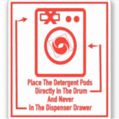 'ポッドを直接に配置' Laundromat赤いオーバーレイ シール (正面)