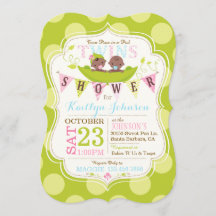 ポッドアフリカ双子のピーズベイビーシャワー招待状