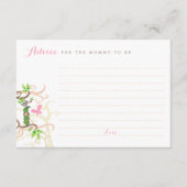 ポッドガーデンの中のピンクピー女の子の赤ちゃんシャワーママ アドバイスカード (正面)