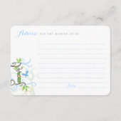 ポッドガーデンの中のピー男の子の赤ちゃんシャワーゲームママ アドバイスカード (正面)