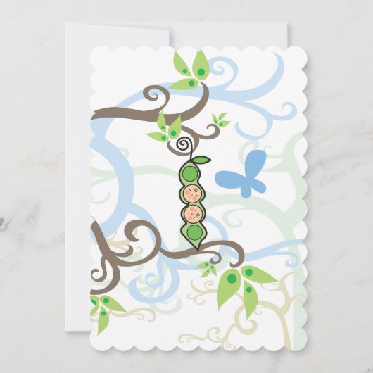 ポッドガーデンツインズのエンドウ豆男の赤ちゃんシャワー招待状 招待状 (裏面)