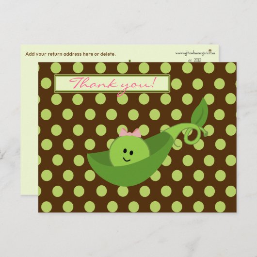 ポッドガールの中のピー赤ちゃんシャワーありがとう ポストカード (正面/裏面)