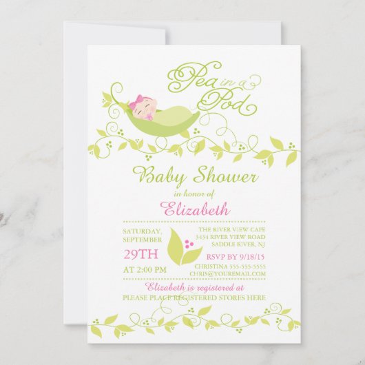 ポッドガールズベビーシャワー招待状 招待状 (正面)