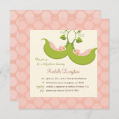 ポッドガールツインズベビーシャワー招待状 招待状 (正面/裏面)
