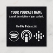 ポッドキャストピ白熱［赤熱］光を放つンクのヘッドホンとマイク スクエア名刺 (裏面)