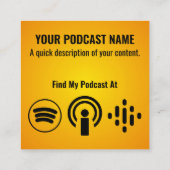 ポッドキャストマイクヘッドフォンオレンジ スクエア名刺 (裏面)