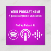 ポッドキャストマイクヘッドフォン紫 スクエア名刺 (裏面)