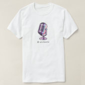 ポッドキャストマイク+ソーシャルメディア名 Tシャツ (デザイン正面)