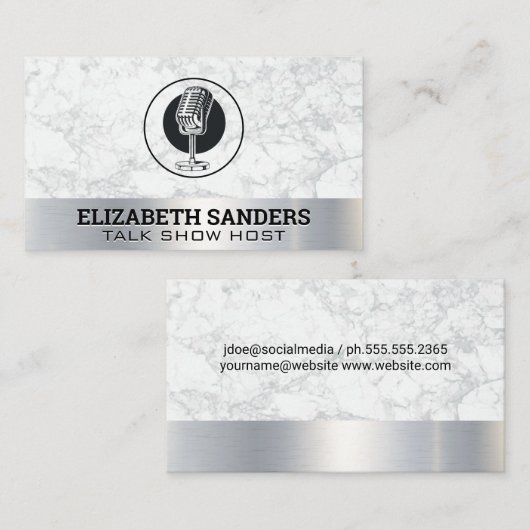 ポッドキャスト古いマイク 名刺 (正面/裏面)