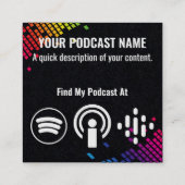 ポッドキャスト白熱［赤熱］光を放つマイクヘッドフォンブルーブラックS スクエア名刺 (裏面)