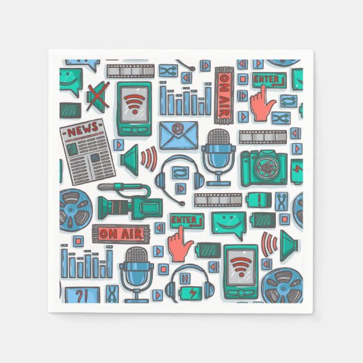 ポッドキャスト誕生日パーティー スタンダードカクテルナプキン (正面)