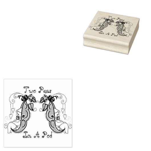 ポッドスタンプを押した二つの豆 ラバースタンプ (押印)