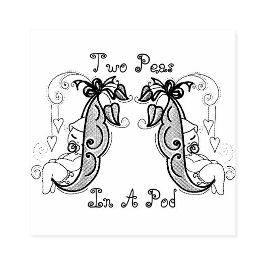 ポッドスタンプを押した二つの豆 ラバースタンプ (インプリント)