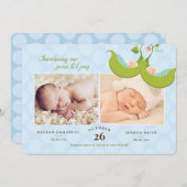 ポッドツインの豆の男の子2写真誕生のお知らせ 招待状 (正面/裏面)