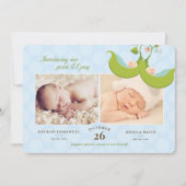 ポッドツインの豆の男の子2写真誕生のお知らせ 招待状 (正面)