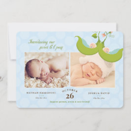 ポッドツインの豆の男の子2写真誕生のお知らせ 招待状