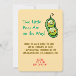 ポッドツインシャワーでかわいい2つのエンドウ豆招待状 セーブザデート