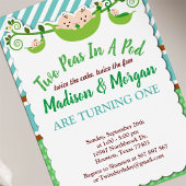 ポッドツインズの青い2つのエンドウ誕生日 招待状