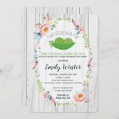 ポッドツインベビーシャワーのボホ2頭の豆 招待状 (正面/裏面)